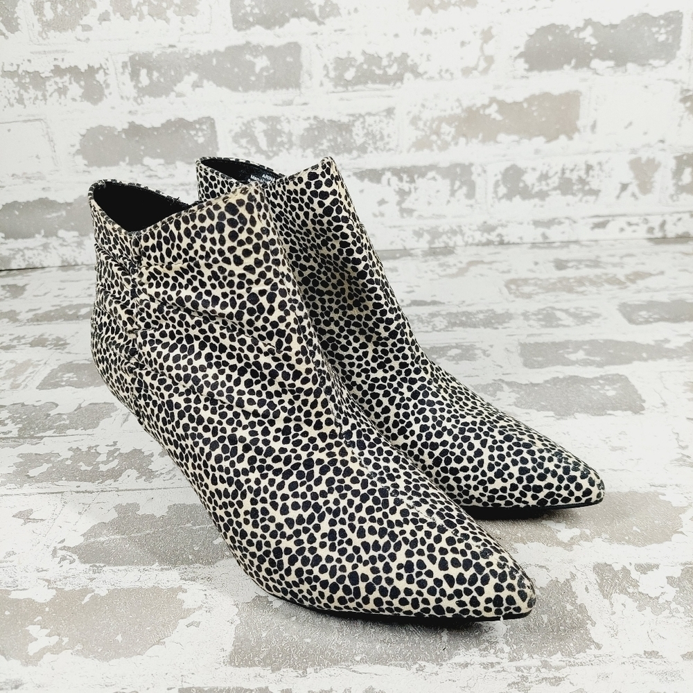 NEW Kelly & Katie Arina Animal Print Black White High Heel Ankle Boots D839 - Picture 4 of 12